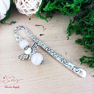 Fehér jade ásvány angyal könyvjelző , Könyv & Zene, Könyvjelző, Ékszerkészítés, Gyöngyfűzés, gyöngyhímzés, MESKA