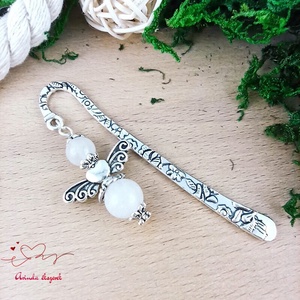 Rózsakvarc ásvány angyal könyvjelző , Könyv & Zene, Könyvjelző, Ékszerkészítés, Gyöngyfűzés, gyöngyhímzés, MESKA