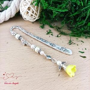 Sárga angyal könyvjelző  , Könyv & Zene, Könyvjelző, Ékszerkészítés, Gyöngyfűzés, gyöngyhímzés, MESKA