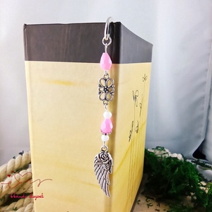 Rózsaszín angyalszárny könyvjelző  - könyv & zene - könyvjelző - Meska.hu