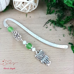 Zöld bagoly könyvjelző , Könyv & Zene, Könyvjelző, Ékszerkészítés, Gyöngyfűzés, gyöngyhímzés, MESKA