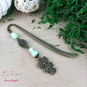 Zöld bagoly könyvjelző , Könyv & Zene, Könyvjelző, Ékszerkészítés, Gyöngyfűzés, gyöngyhímzés, MESKA