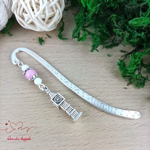 Rózsaszín Big Ben könyvjelző, Könyv & Zene, Könyvjelző, Ékszerkészítés, Gyöngyfűzés, gyöngyhímzés, MESKA