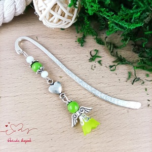 Zöld angyal könyvjelző , Könyv & Zene, Könyvjelző, Ékszerkészítés, Gyöngyfűzés, gyöngyhímzés, MESKA