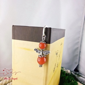 Karneol ásvány angyal könyvjelző  - könyv & zene - könyvjelző - Meska.hu