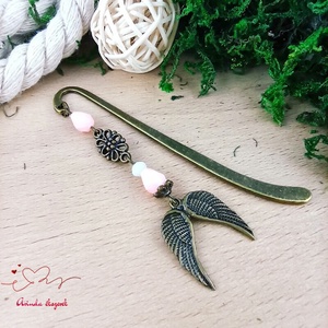 Rózsaszín dupla angyalszárny könyvjelző , Könyv & Zene, Könyvjelző, Ékszerkészítés, Gyöngyfűzés, gyöngyhímzés, MESKA