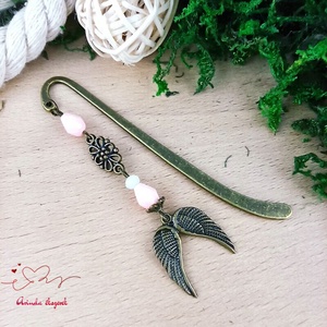 Rózsaszín dupla angyalszárny könyvjelző  - könyv & zene - könyvjelző - Meska.hu