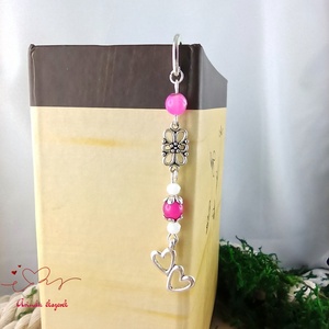Dupla szív könyvjelző pink  - könyv & zene - könyvjelző - Meska.hu