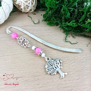 Rózsaszín achát életfa könyvjelző , Könyv & Zene, Könyvjelző, Ékszerkészítés, Gyöngyfűzés, gyöngyhímzés, MESKA