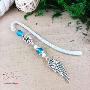 Világoskék angyalszárny könyvjelző , Könyv & Zene, Könyvjelző, Ékszerkészítés, Gyöngyfűzés, gyöngyhímzés, MESKA