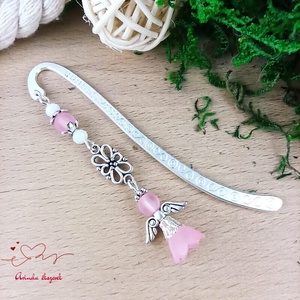 Rózsaszín angyal könyvjelző , Könyv & Zene, Könyvjelző, Ékszerkészítés, Gyöngyfűzés, gyöngyhímzés, MESKA