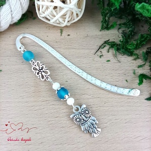 Világoskék bagoly könyvjelző , Könyv & Zene, Könyvjelző, Ékszerkészítés, Gyöngyfűzés, gyöngyhímzés, MESKA