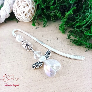 Kristály angyal szív könyvjelző könyvékszer, Könyv & Zene, Könyvjelző, Ékszerkészítés, Gyöngyfűzés, gyöngyhímzés, MESKA