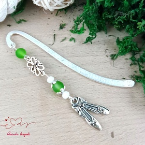 Zöld balettcipő könyvjelző , Könyv & Zene, Könyvjelző, Ékszerkészítés, Gyöngyfűzés, gyöngyhímzés, MESKA