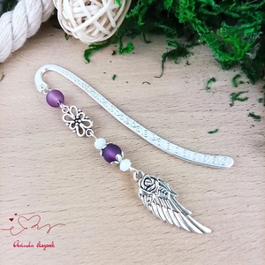Lila angyalszárny könyvjelző, Könyv & Zene, Könyvjelző, Ékszerkészítés, Gyöngyfűzés, gyöngyhímzés, MESKA