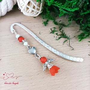 Piros angyal könyvjelző , Könyv & Zene, Könyvjelző, Ékszerkészítés, Gyöngyfűzés, gyöngyhímzés, MESKA