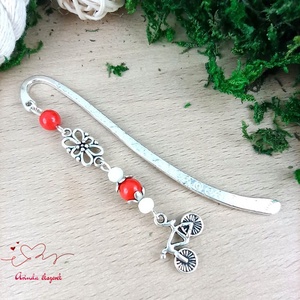 Piros bicikli könyvjelző , Könyv & Zene, Könyvjelző, Ékszerkészítés, Gyöngyfűzés, gyöngyhímzés, MESKA