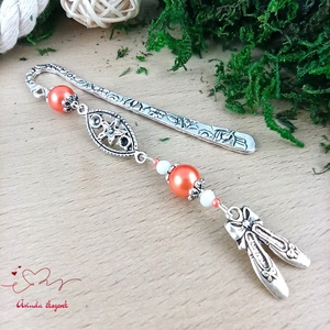 Narancs balettcipő könyvjelző , Könyv & Zene, Könyvjelző, Ékszerkészítés, Gyöngyfűzés, gyöngyhímzés, MESKA