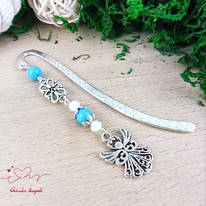 Világoskék angyal könyvjelző , Könyv & Zene, Könyvjelző, Ékszerkészítés, Gyöngyfűzés, gyöngyhímzés, MESKA