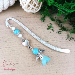 Kék angyal könyvjelző , Könyv & Zene, Könyvjelző, Ékszerkészítés, Gyöngyfűzés, gyöngyhímzés, MESKA