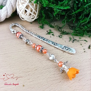 Narancssárga angyal könyvjelző, Könyv & Zene, Könyvjelző, Ékszerkészítés, Gyöngyfűzés, gyöngyhímzés, MESKA