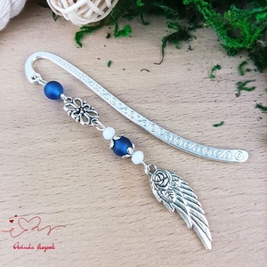 Sötétkék angyalszárny könyvjelző  - könyv & zene - könyvjelző - Meska.hu