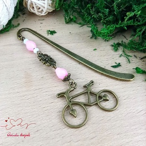 Rózsaszín bicikli könyvjelző , Könyv & Zene, Könyvjelző, Ékszerkészítés, Gyöngyfűzés, gyöngyhímzés, MESKA