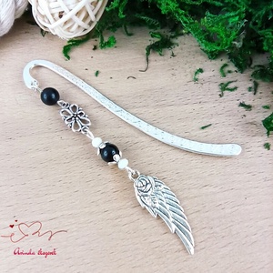 Fekete angyalszárny könyvjelző  - könyv & zene - könyvjelző - Meska.hu