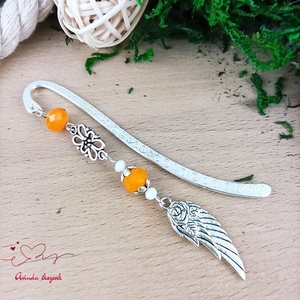 Narancs angyalszárny könyvjelző , Könyv & Zene, Könyvjelző, Ékszerkészítés, Gyöngyfűzés, gyöngyhímzés, MESKA