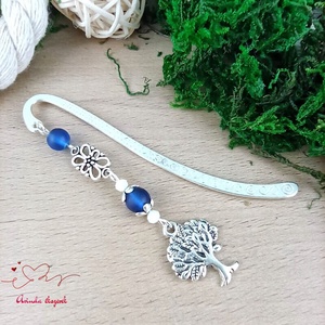 Sötétkék életfa könyvjelző  - könyv & zene - könyvjelző - Meska.hu