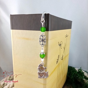 Zöld cica könyvjelző  - könyv & zene - könyvjelző - Meska.hu