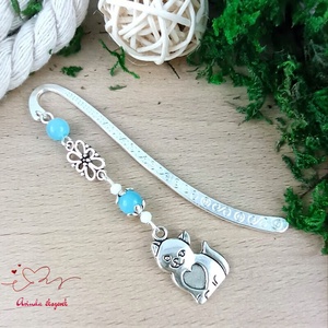 Kék cica könyvjelző  - könyv & zene - könyvjelző - Meska.hu