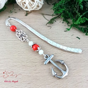 Piros horgony könyvjelző , Könyv & Zene, Könyvjelző, Ékszerkészítés, Gyöngyfűzés, gyöngyhímzés, MESKA