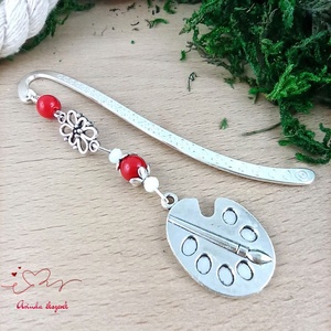 Piros festőpaletta könyvjelző könyvékszer , Könyv & Zene, Könyvjelző, Ékszerkészítés, Gyöngyfűzés, gyöngyhímzés, MESKA