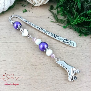 Lila görkori könyvjelző , Könyv & Zene, Könyvjelző, Ékszerkészítés, Gyöngyfűzés, gyöngyhímzés, MESKA