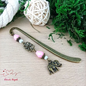 Rózsaszín elefánt könyvjelző , Könyv & Zene, Könyvjelző, Ékszerkészítés, Gyöngyfűzés, gyöngyhímzés, MESKA