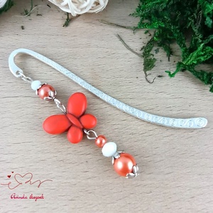 Narancs howlit pillangó könyvjelző , Könyv & Zene, Könyvjelző, Ékszerkészítés, Gyöngyfűzés, gyöngyhímzés, MESKA