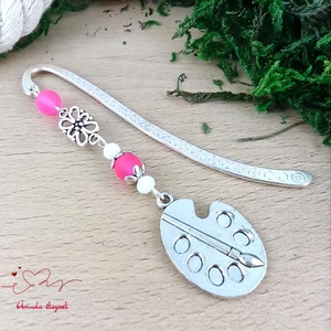 Pink festőpaletta könyvjelző , Könyv & Zene, Könyvjelző, Ékszerkészítés, Gyöngyfűzés, gyöngyhímzés, MESKA