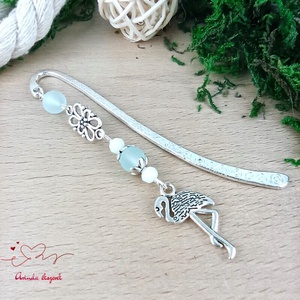 Világoskék flamingó könyvjelző , Könyv & Zene, Könyvjelző, Ékszerkészítés, Gyöngyfűzés, gyöngyhímzés, MESKA