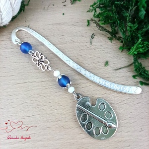 Sötétkék festőpaletta könyvjelző  - könyv & zene - könyvjelző - Meska.hu