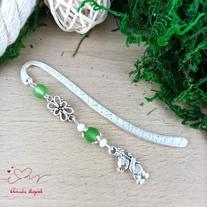 Zöld maci könyvjelző  - könyv & zene - könyvjelző - Meska.hu