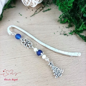 Sötétkék karácsonyfa könyvjelző, Könyv & Zene, Könyvjelző, Ékszerkészítés, Gyöngyfűzés, gyöngyhímzés, MESKA