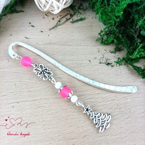 Pink karácsonyfa könyvjelző  - könyv & zene - könyvjelző - Meska.hu