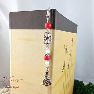 Piros karácsonyfa könyvjelző  - könyv & zene - könyvjelző - Meska.hu