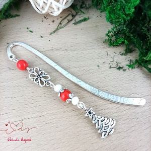 Piros karácsonyfa könyvjelző  - könyv & zene - könyvjelző - Meska.hu