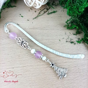 Lila karácsonyfa könyvjelző , Könyv & Zene, Könyvjelző, Ékszerkészítés, Gyöngyfűzés, gyöngyhímzés, MESKA