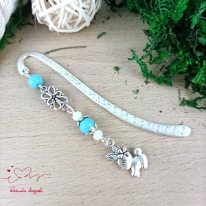 Világoskék nyuszi könyvjelző  - könyv & zene - könyvjelző - Meska.hu