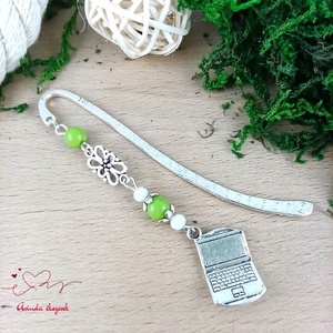 Zöld laptop notebook könyvjelző , Könyv & Zene, Könyvjelző, Ékszerkészítés, Gyöngyfűzés, gyöngyhímzés, MESKA