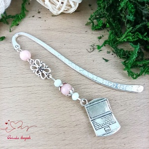 Rózsaszín laptop könyvjelző  - könyv & zene - könyvjelző - Meska.hu