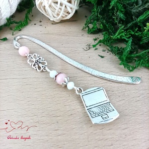 Rózsaszín laptop könyvjelző , Könyv & Zene, Könyvjelző, Ékszerkészítés, Gyöngyfűzés, gyöngyhímzés, MESKA